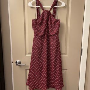 Banana Republic red navy print halter dress